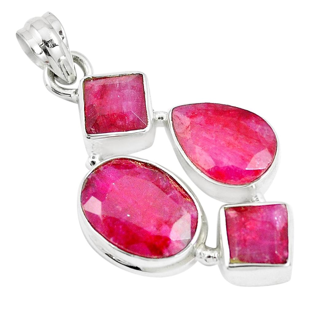 16.40cts natural red ruby 925 sterling silver pendant jewelry m88668