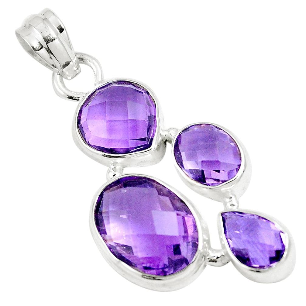 13.36cts natural purple amethyst 925 sterling silver pendant jewelry m88672