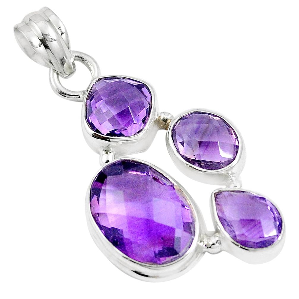 925 sterling silver 13.71cts natural purple amethyst oval pendant jewelry m88673