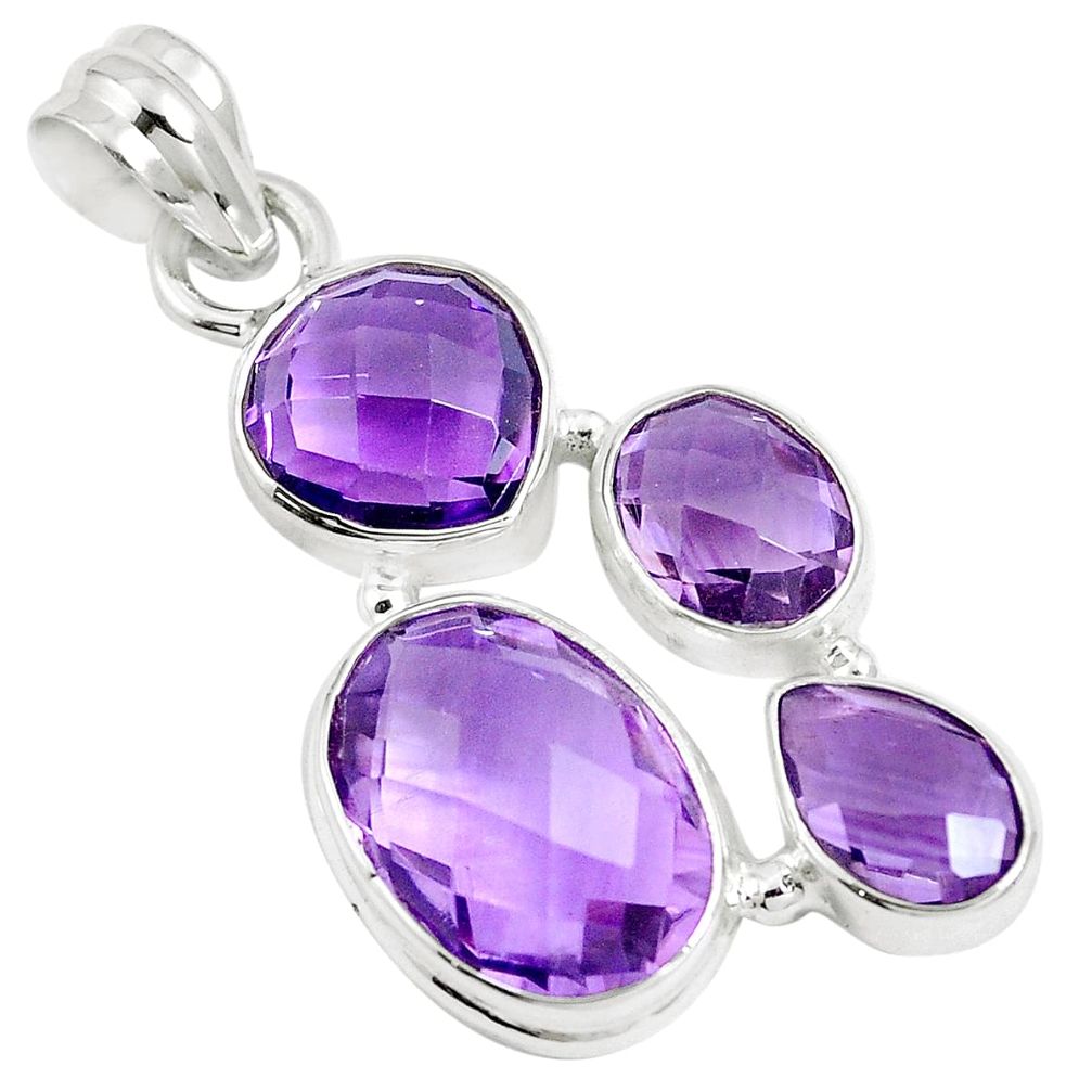 13.34cts natural purple amethyst 925 sterling silver pendant jewelry m88675