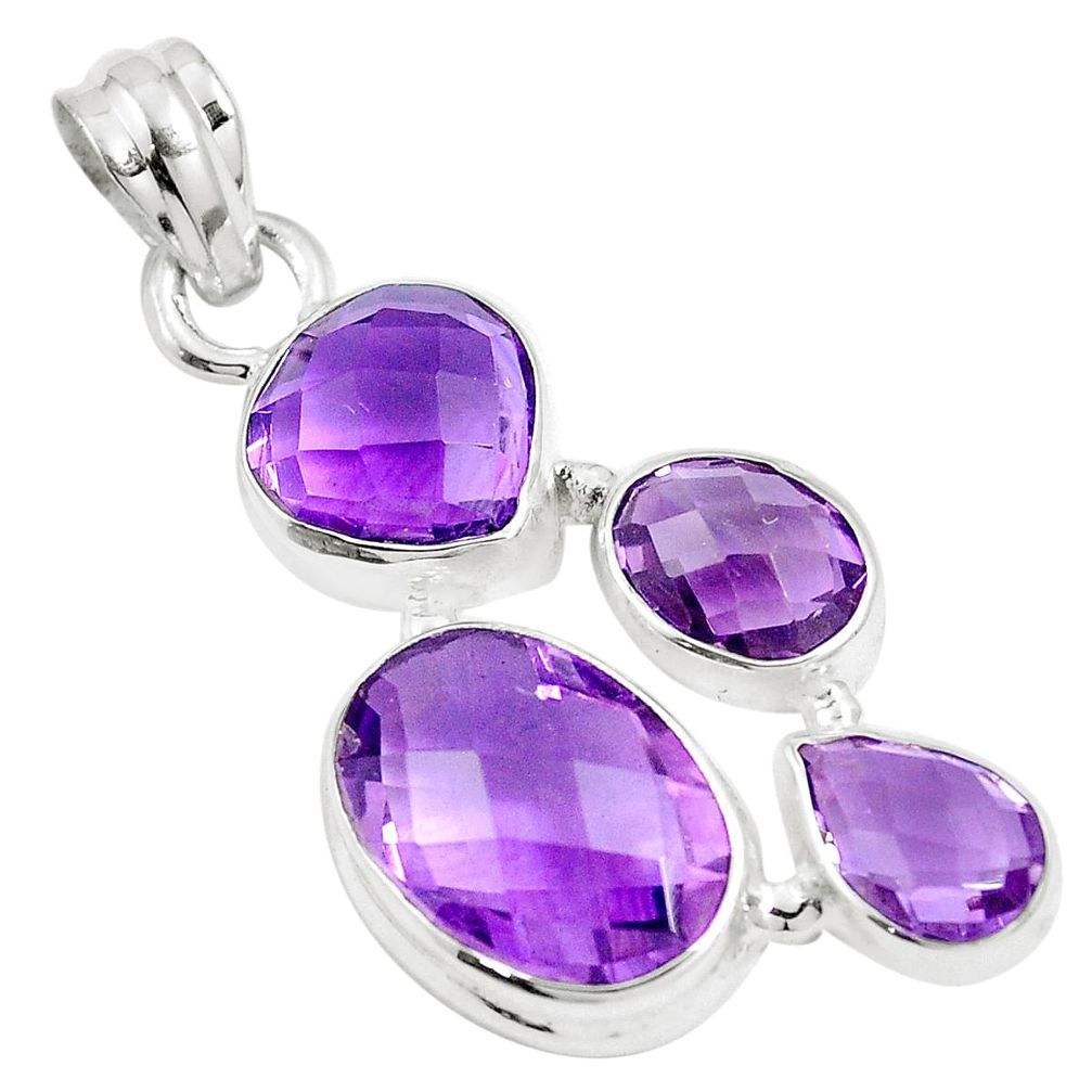 13.79cts natural purple amethyst oval 925 sterling silver pendant jewelry m88676