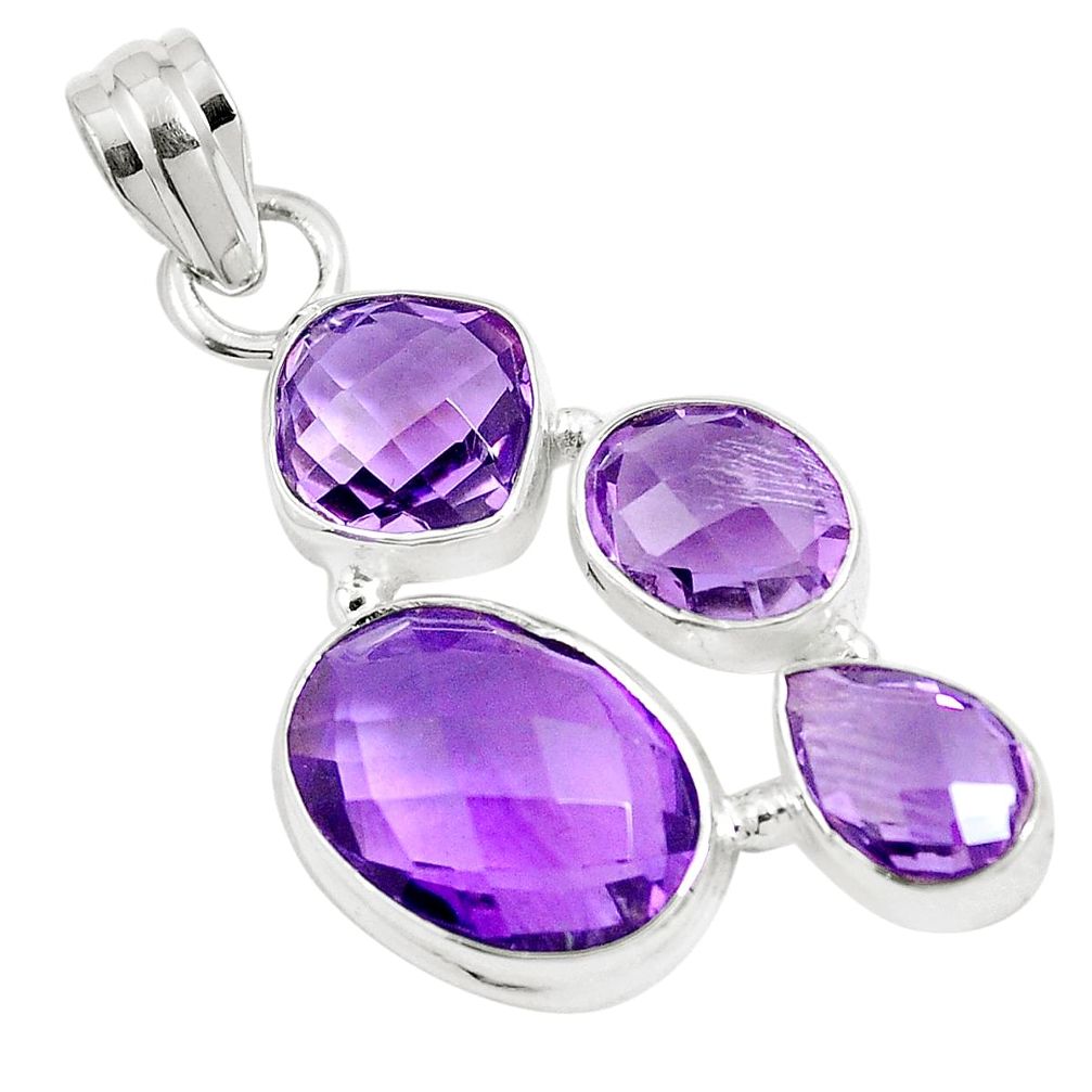 13.09cts natural purple amethyst 925 sterling silver pendant jewelry m88677