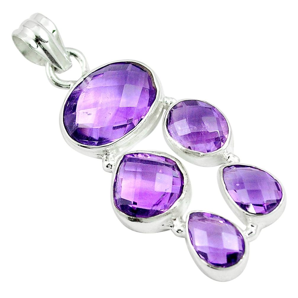 925 sterling silver 16.07cts natural purple amethyst pendant jewelry m88679