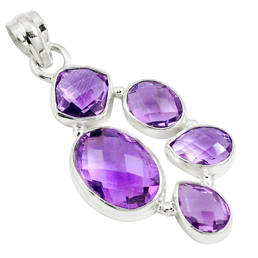 15.64cts natural purple amethyst 925 sterling silver pendant jewelry m88680