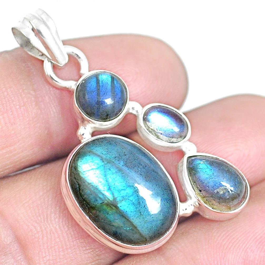 14.88cts natural blue labradorite 925 sterling silver pendant jewelry m88683
