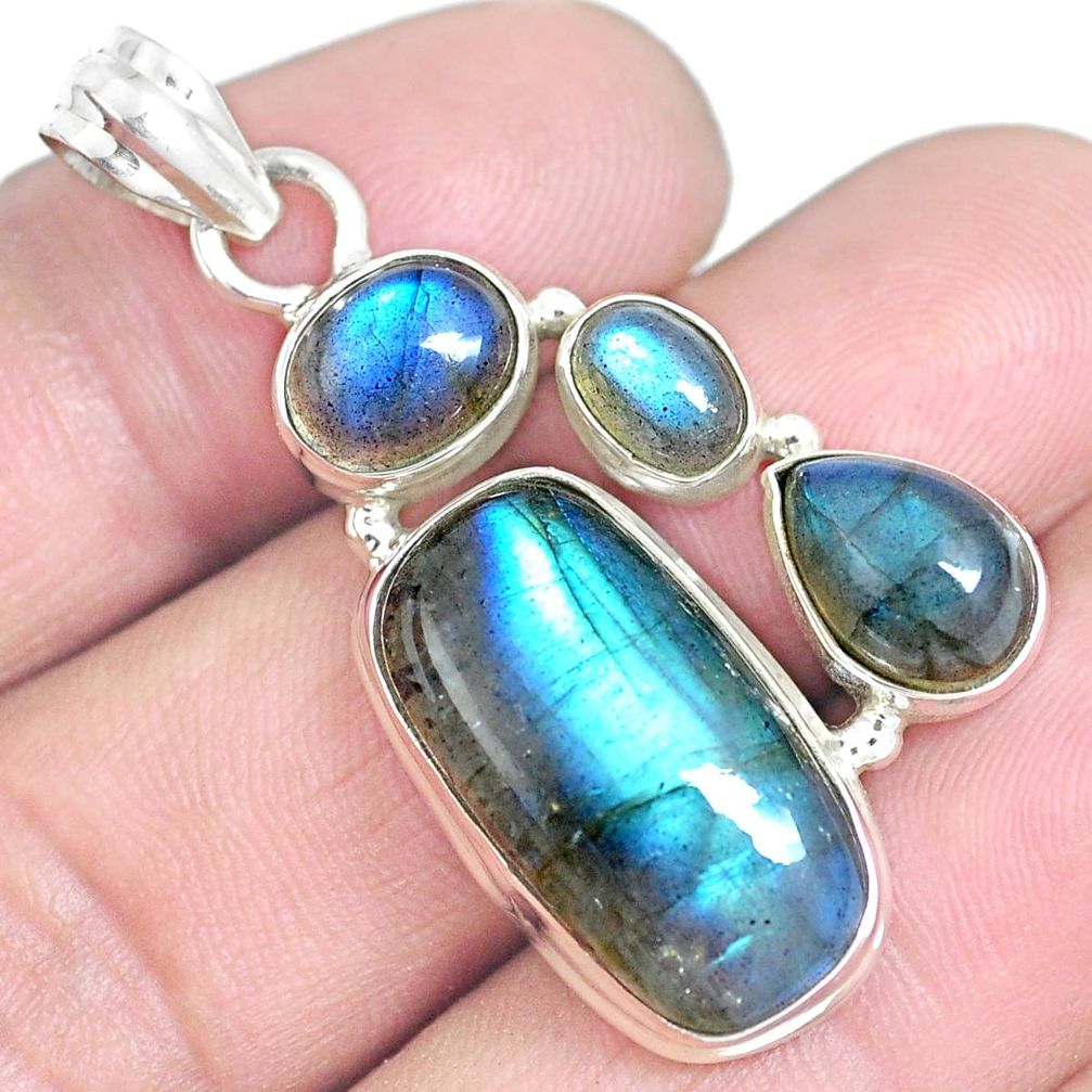 16.46cts natural blue labradorite 925 sterling silver pendant jewelry m88685