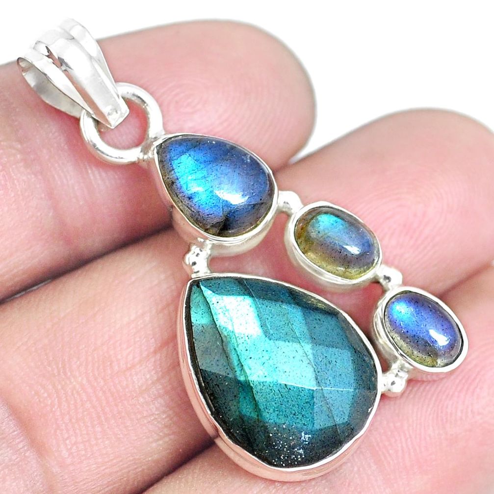 14.26cts natural blue labradorite 925 sterling silver pendant jewelry m88686
