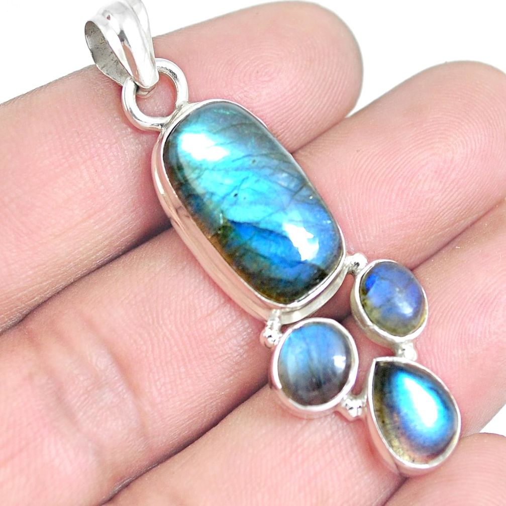 17.36cts natural blue labradorite 925 sterling silver pendant jewelry m88687