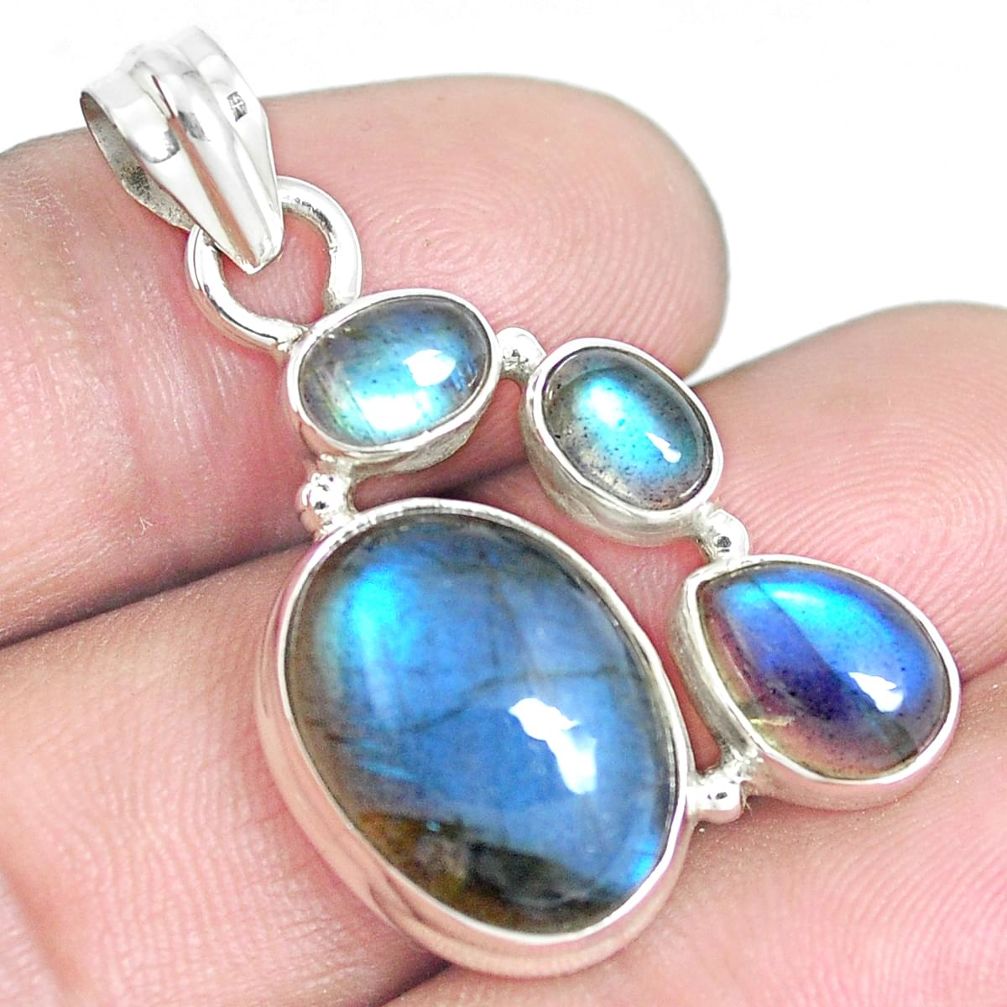 15.16cts natural blue labradorite 925 sterling silver pendant jewelry m88689