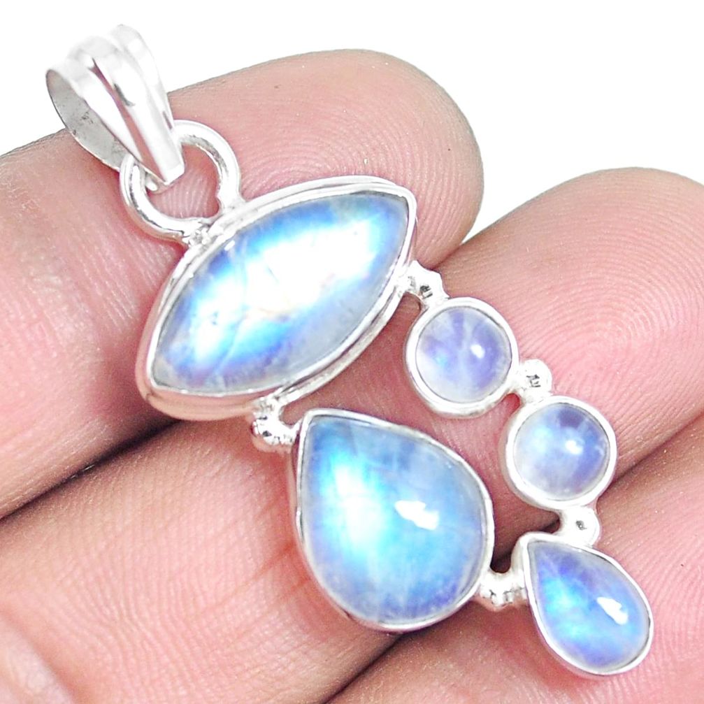 14.47cts natural rainbow moonstone 925 sterling silver pendant jewelry m88699