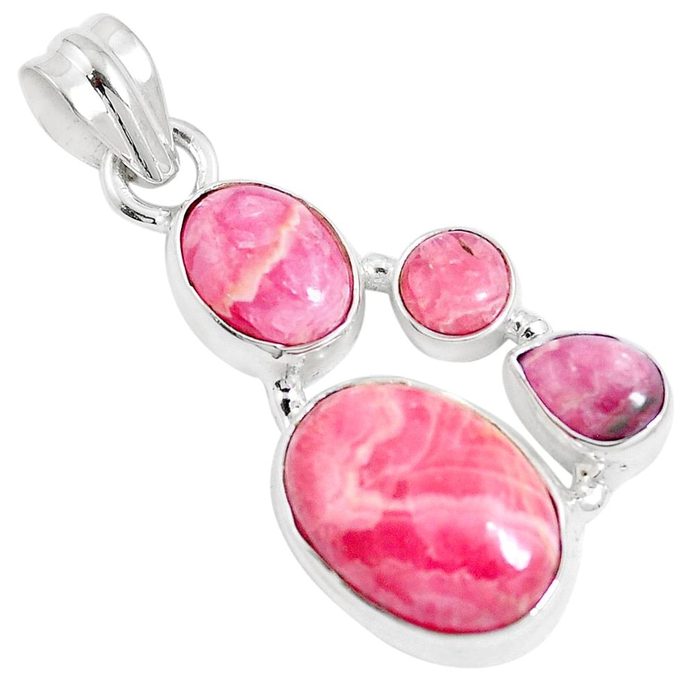 9.72cts natural rhodochrosite inca rose (argentina) 925 silver pendant m88722