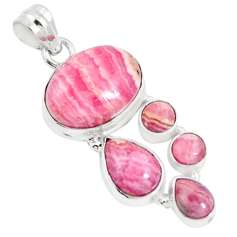 16.09cts natural pink rhodochrosite inca rose 925 silver pendant jewelry m88726