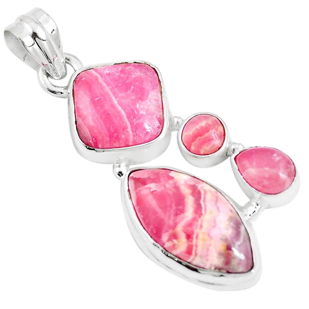 13.36cts natural pink rhodochrosite inca rose 925 silver pendant jewelry m88728