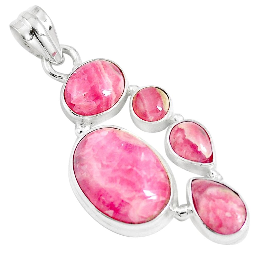 925 silver 16.17cts natural pink rhodochrosite inca rose pendant jewelry m88729