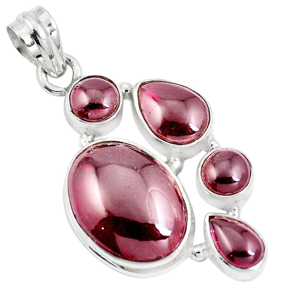 17.36cts natural red garnet oval 925 sterling silver pendant jewelry m88732