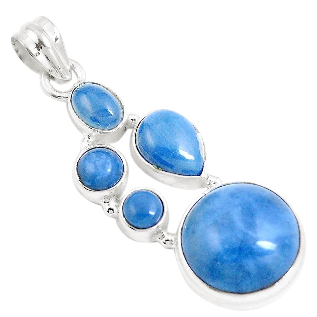 14.21cts natural blue owyhee opal 925 sterling silver pendant jewelry m88742