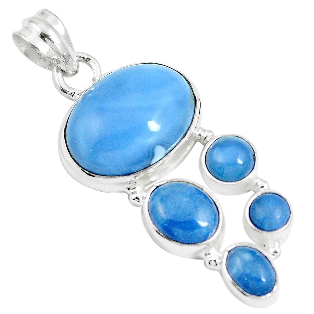 14.41cts natural blue owyhee opal 925 sterling silver pendant jewelry m88744