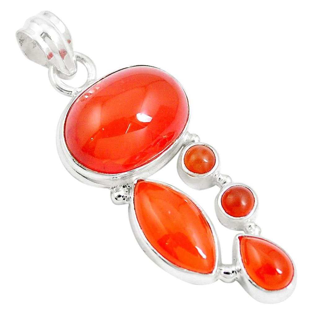 18.63cts natural orange cornelian (carnelian) 925 sterling silver pendant m88752