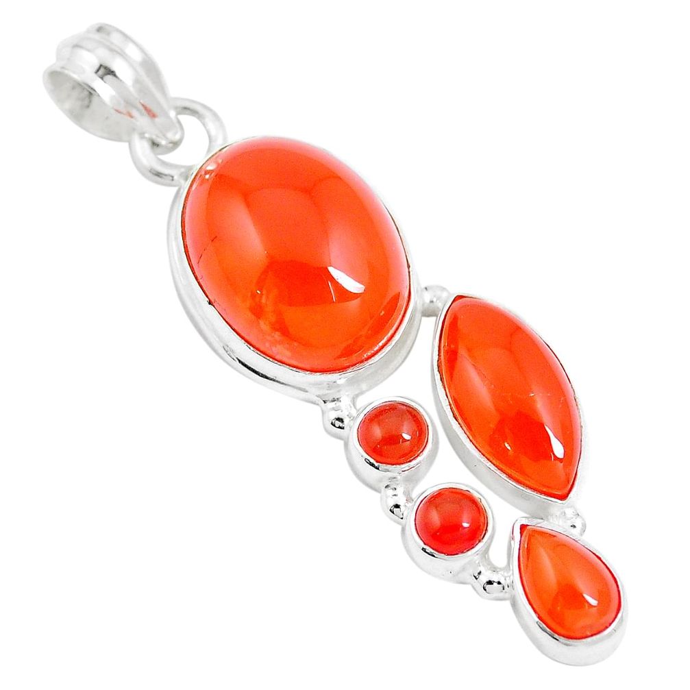 18.66cts natural orange cornelian (carnelian) 925 silver pendant jewelry m88754