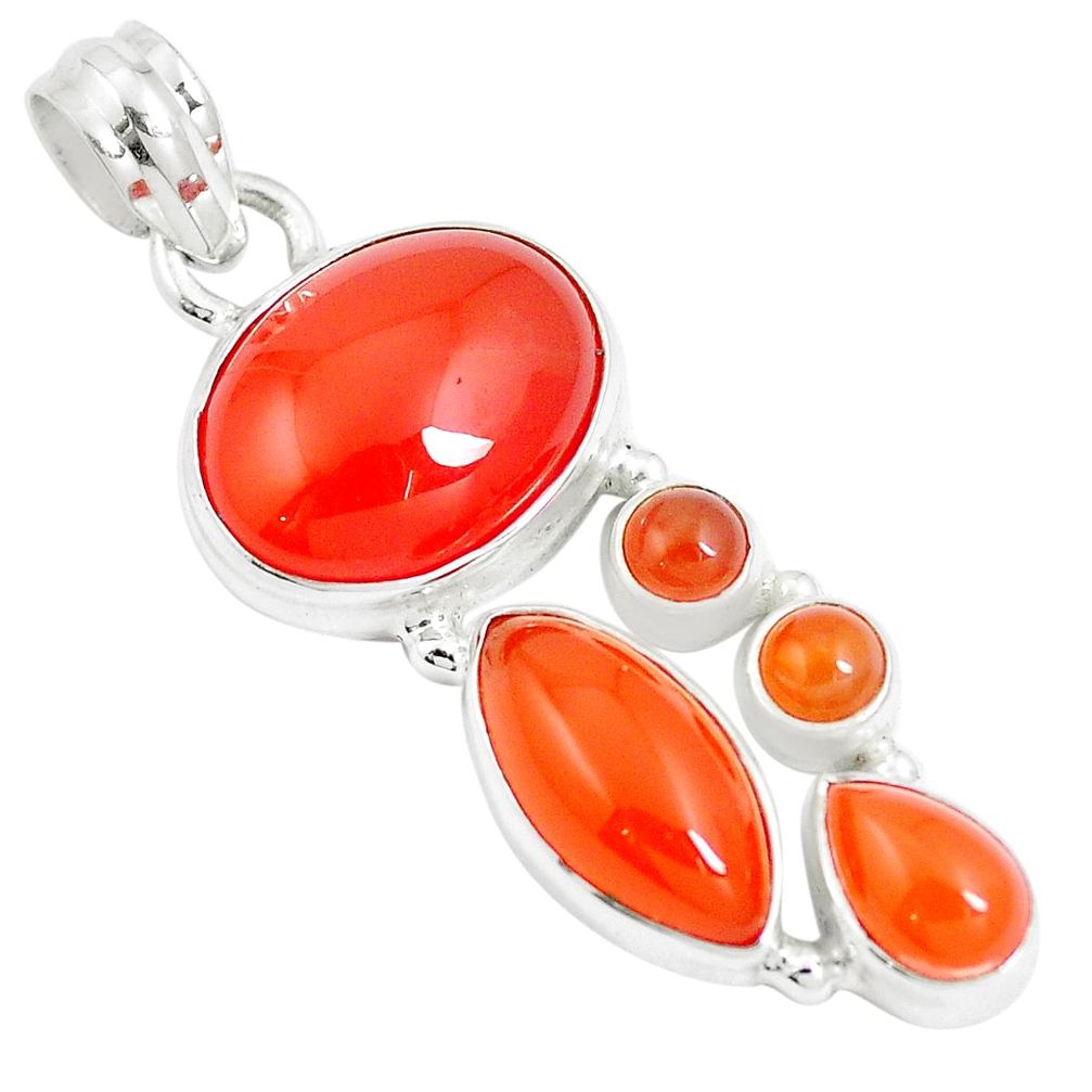 13.79cts natural orange cornelian (carnelian) 925 sterling silver pendant m88756