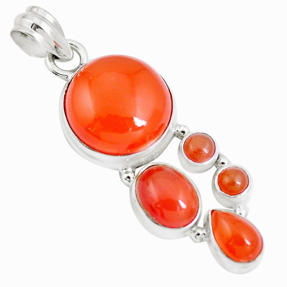 16.17cts natural orange cornelian (carnelian) 925 sterling silver pendant m88760