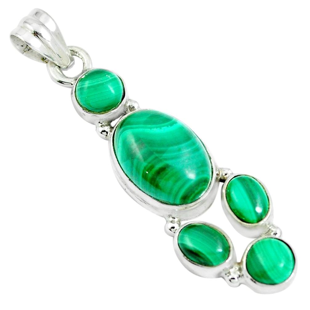 11.45cts natural green malachite 925 sterling silver pendant jewelry m88765