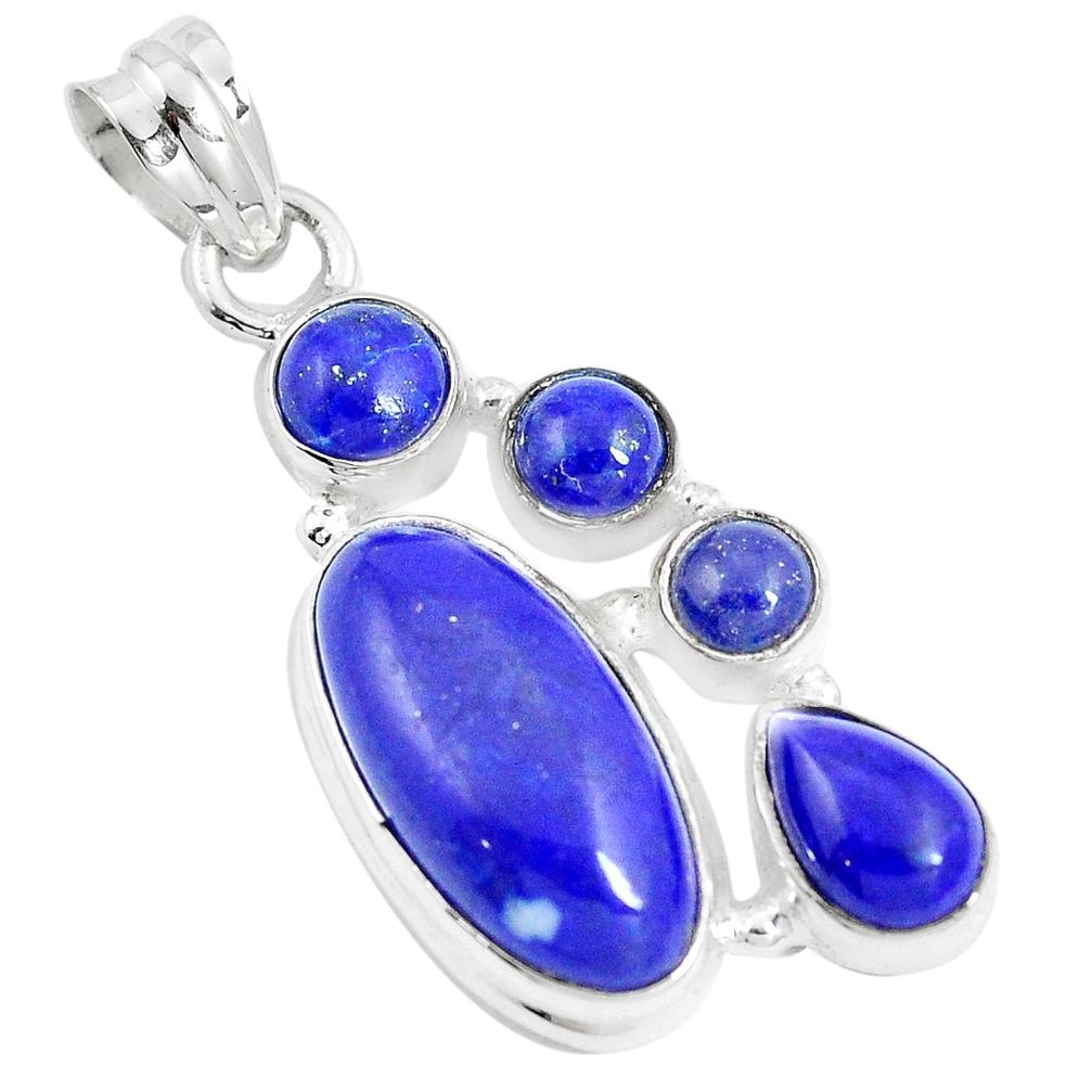 925 sterling silver 13.07cts natural blue lapis lazuli oval pendant m88771