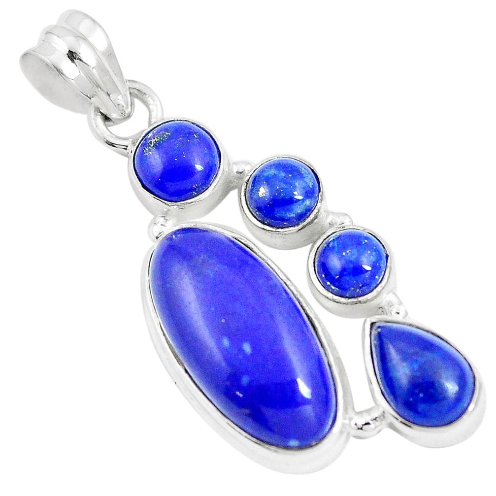 13.07cts natural blue lapis lazuli 925 sterling silver pendant jewelry m88772