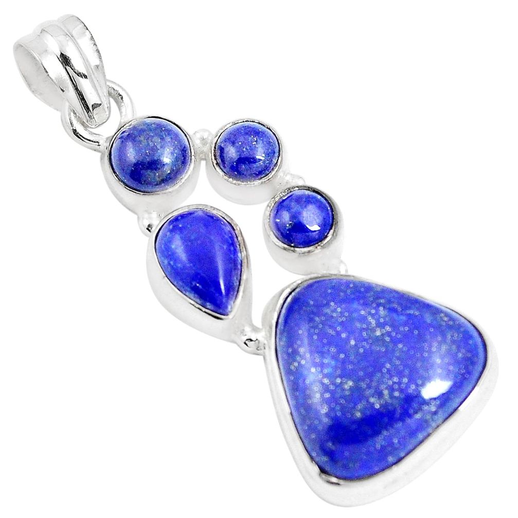 14.20cts natural blue lapis lazuli 925 sterling silver pendant jewelry m88775