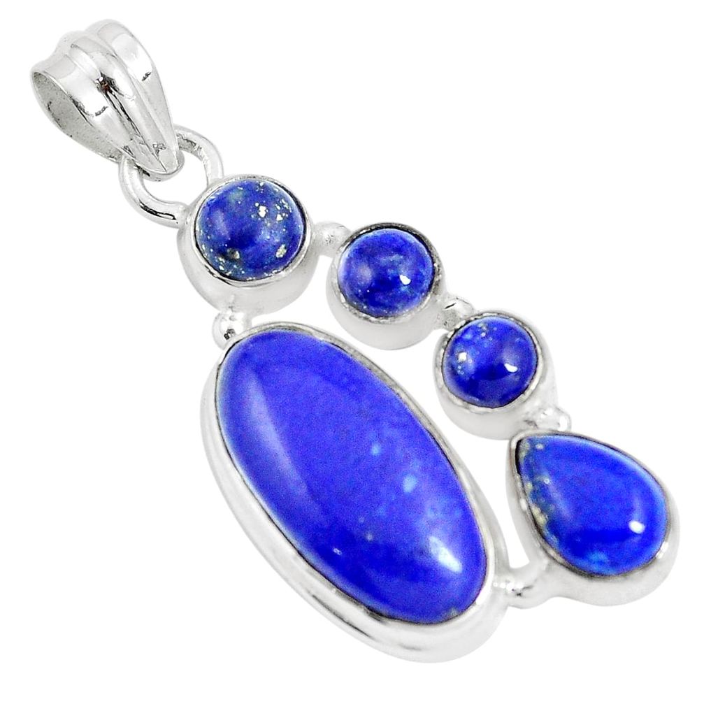 12.64cts natural blue lapis lazuli 925 sterling silver pendant jewelry m88776