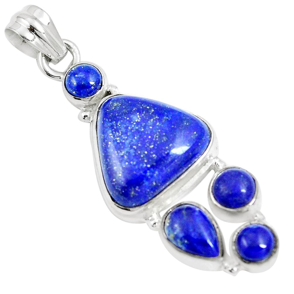 14.88cts natural blue lapis lazuli 925 sterling silver pendant jewelry m88778