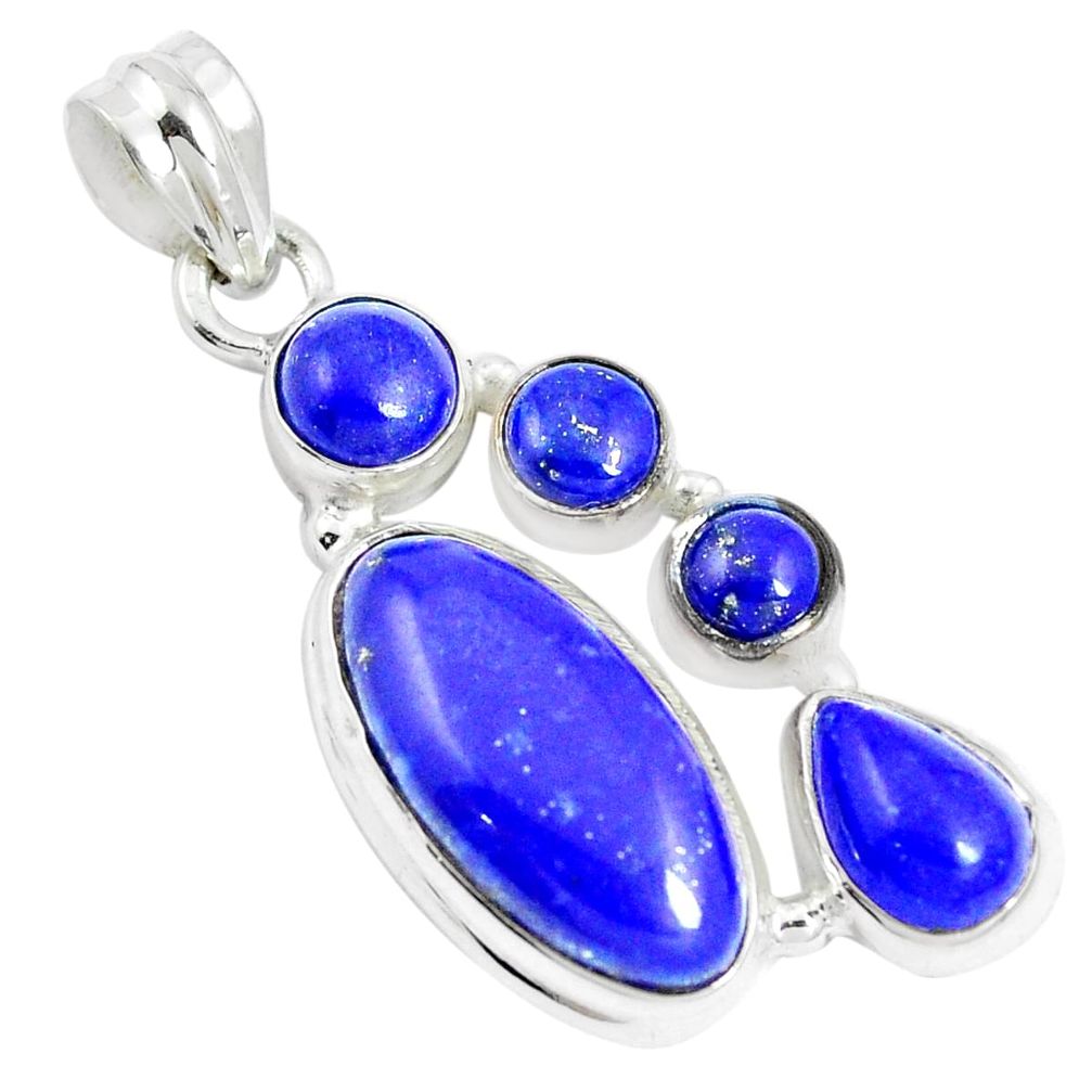 925 sterling silver 12.64cts natural blue lapis lazuli oval pendant m88780