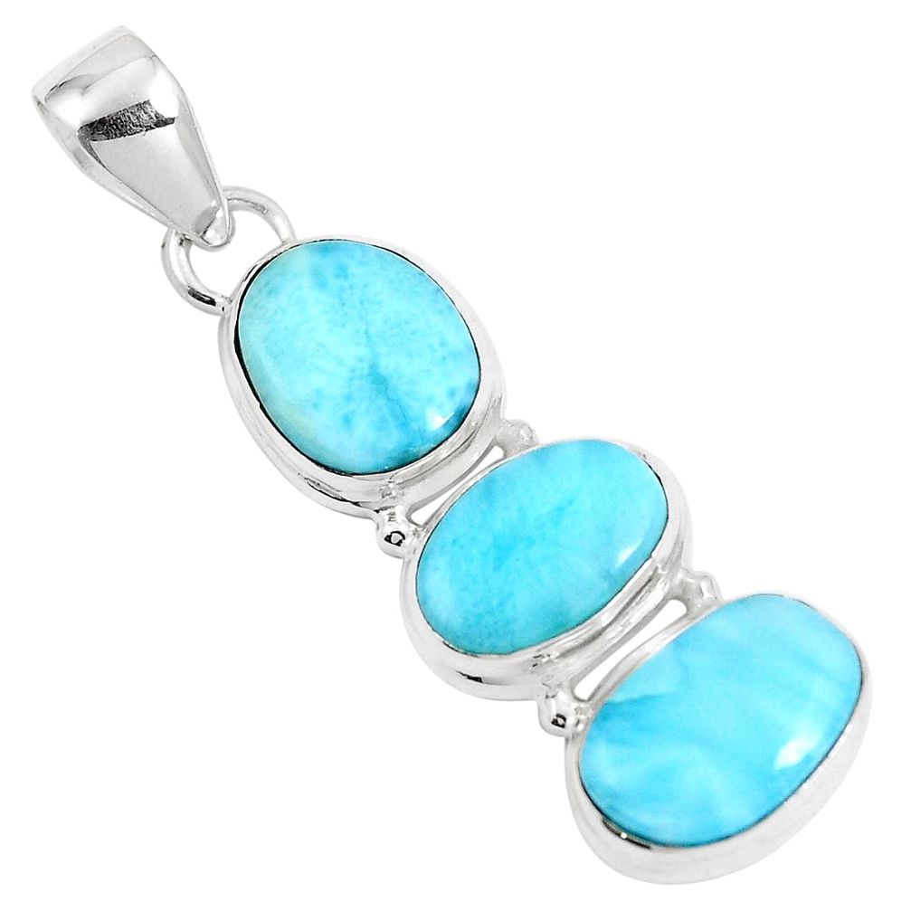 12.96cts natural blue larimar 925 sterling silver pendant jewelry m88781