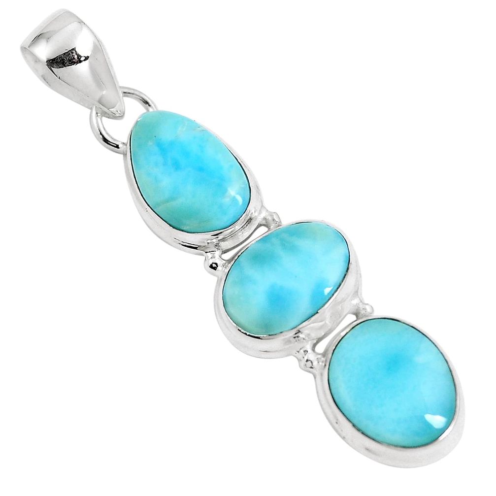 12.96cts natural blue larimar 925 sterling silver pendant jewelry m88786