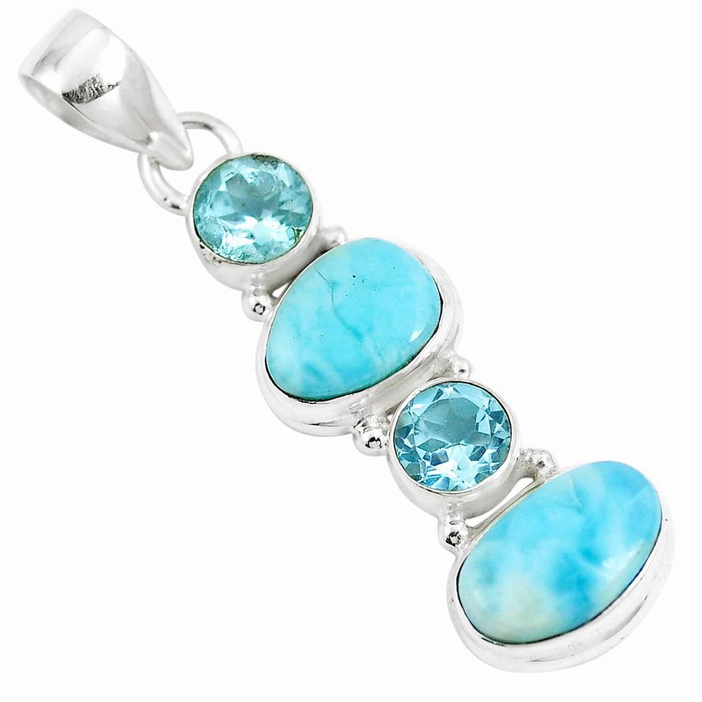 10.70cts natural blue larimar topaz 925 sterling silver pendant jewelry m88792