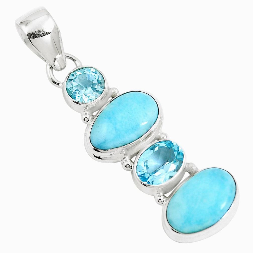 925 sterling silver 11.13cts natural blue larimar topaz pendant jewelry m88793