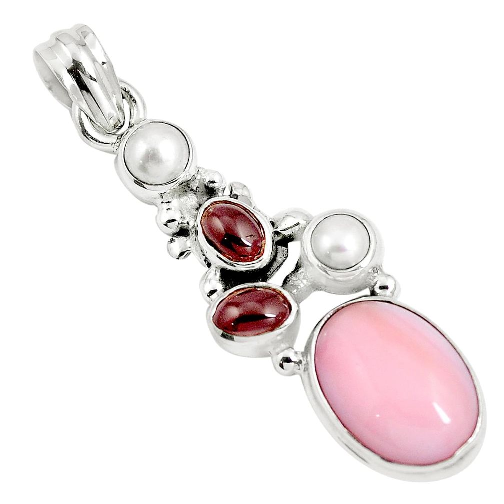 9.39cts natural pink opal garnet 925 sterling silver pendant jewelry m89013