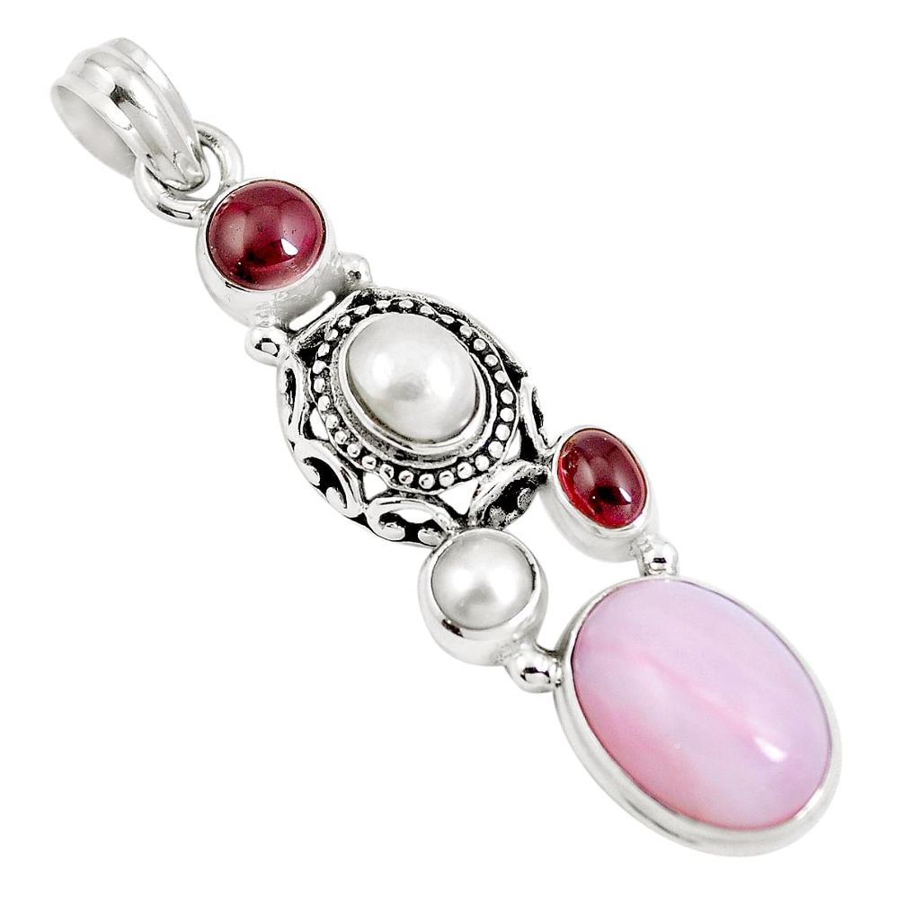 9.14cts natural pink opal garnet 925 sterling silver pendant jewelry m89017