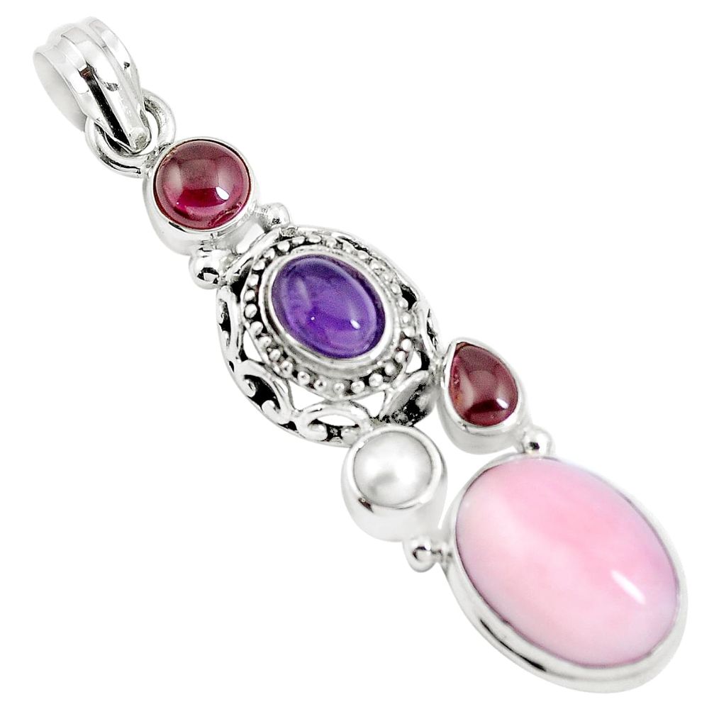 8.96cts natural pink opal amethyst 925 sterling silver pendant jewelry m89082