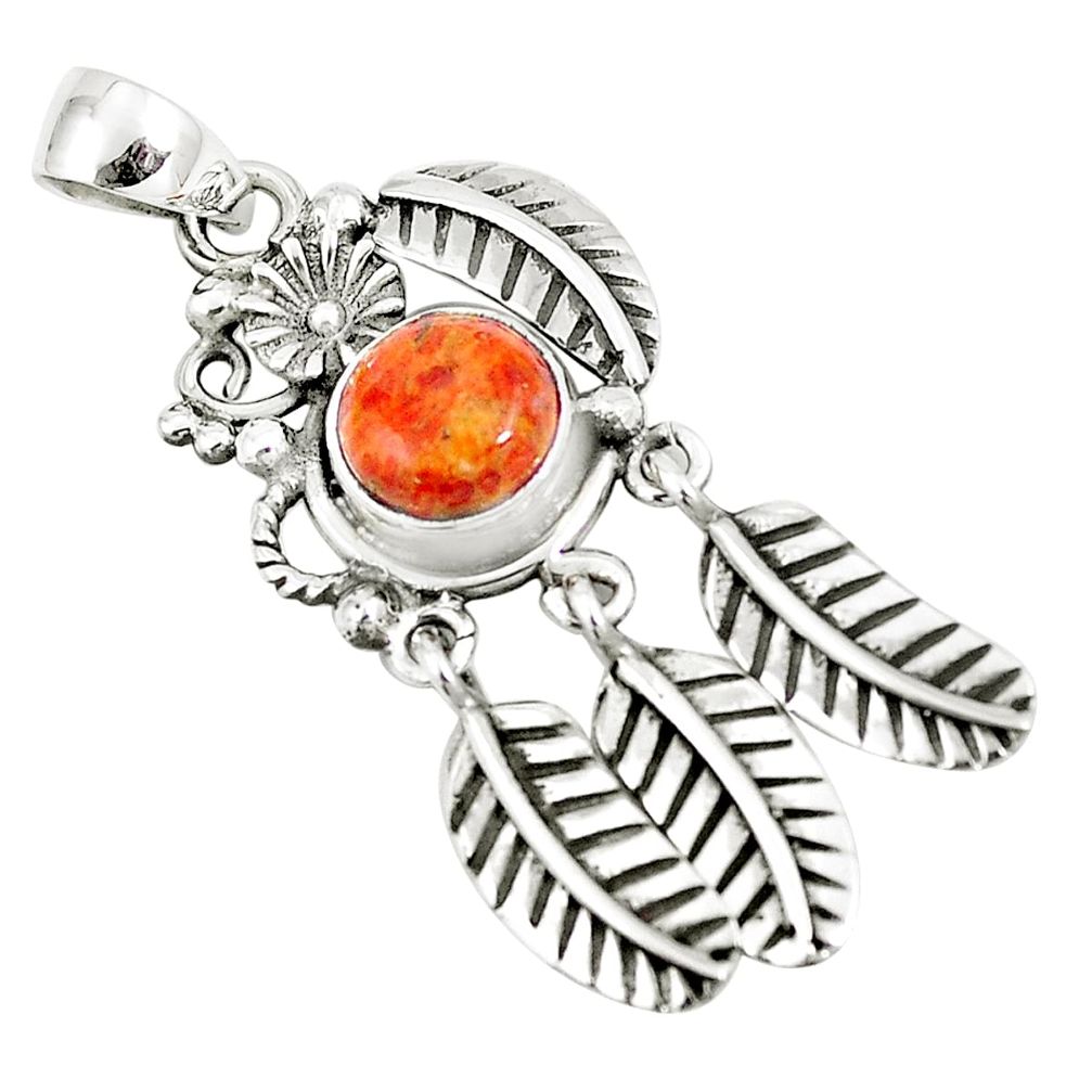 2.51cts red copper turquoise 925 sterling silver dreamcatcher pendant m89167