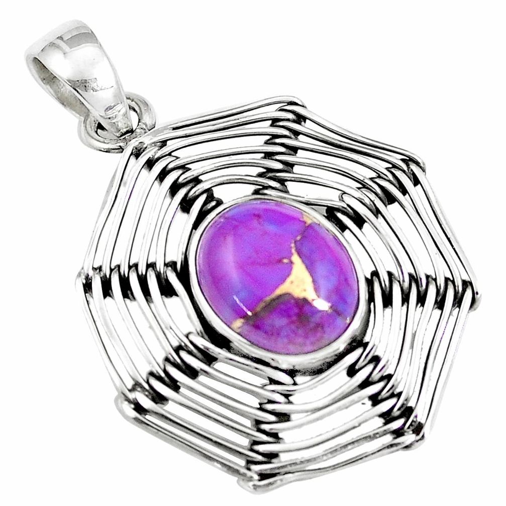 5.07cts purple copper turquoise 925 sterling silver pendant jewelry m89277