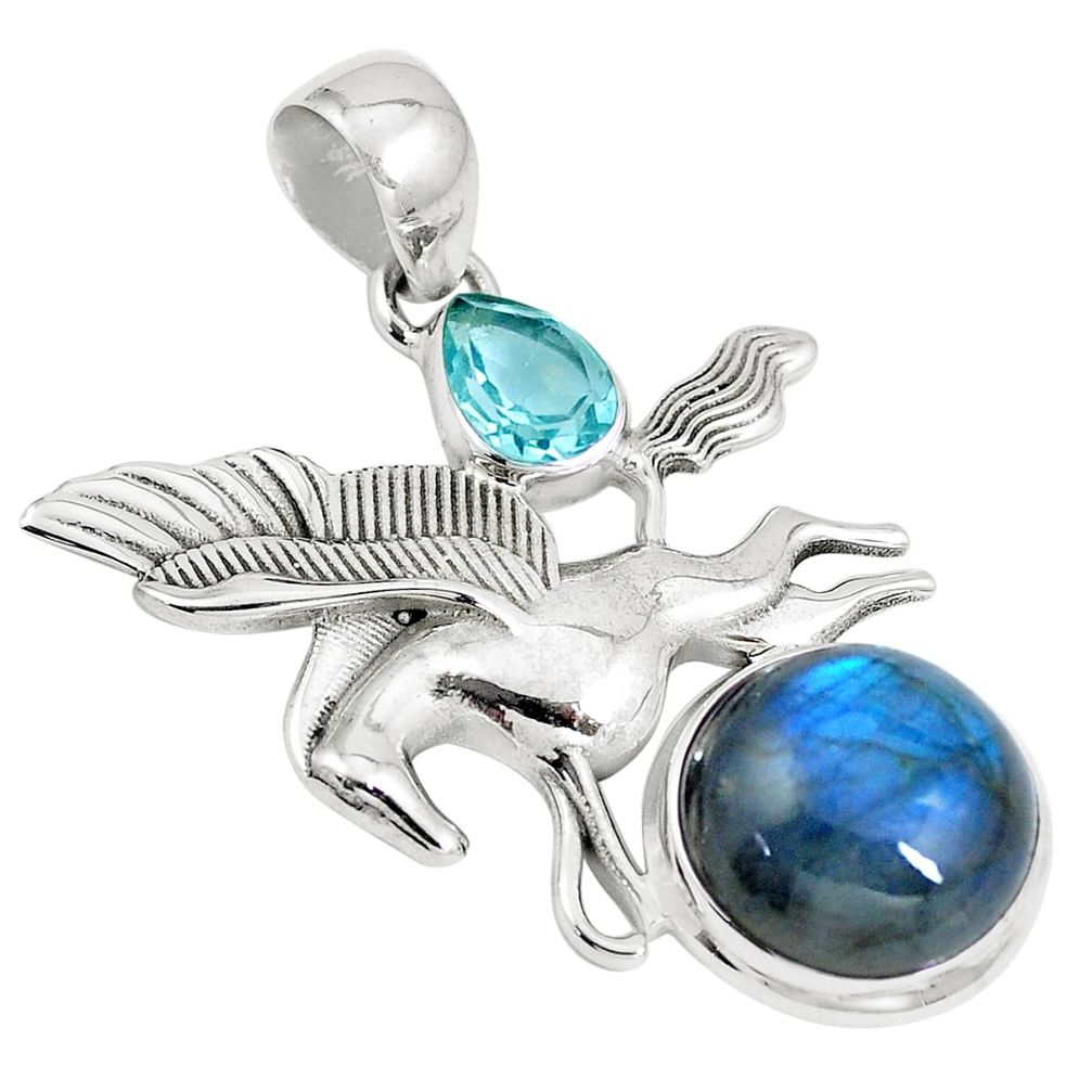 925 silver 13.34cts natural blue labradorite unicorn pendant jewelry m89286