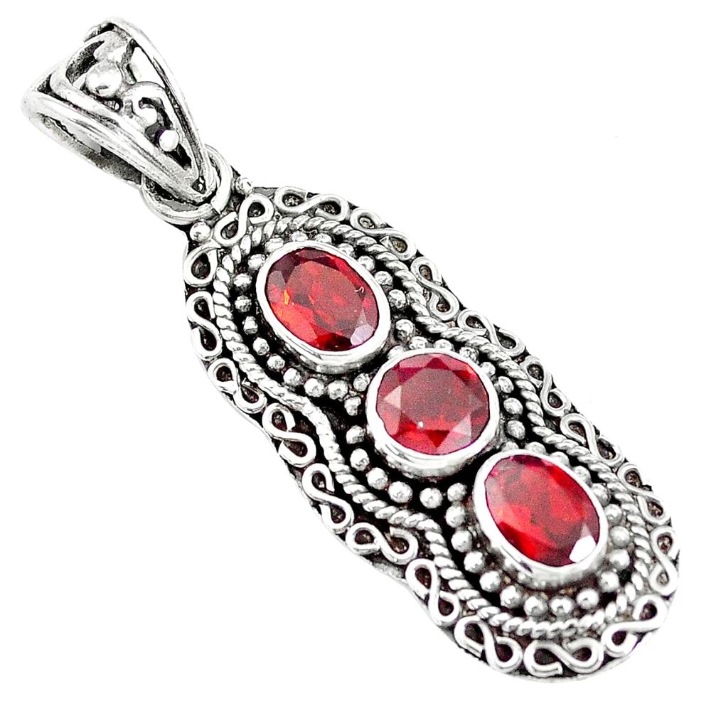 3.83cts natural red garnet oval 925 sterling silver pendant jewelry m89303
