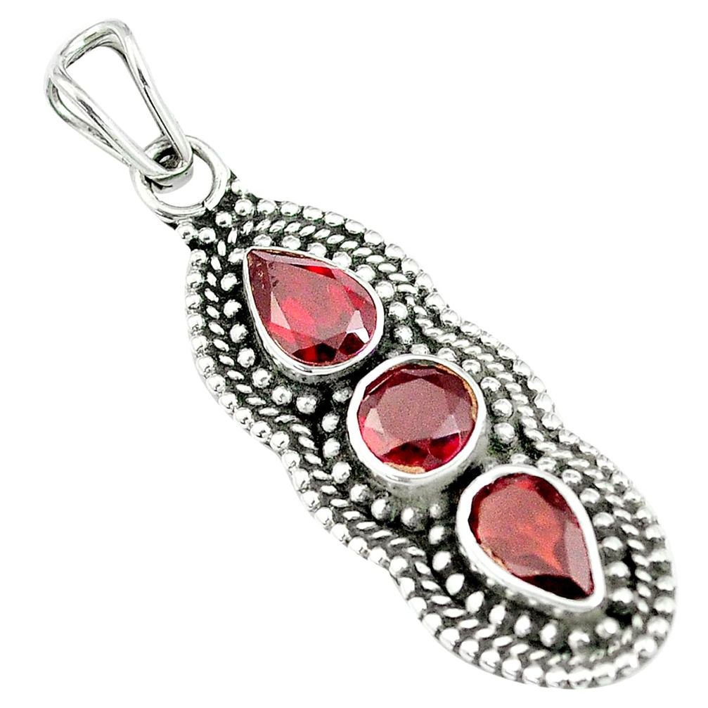 4.74cts natural red garnet 925 sterling silver pendant jewelry m89307