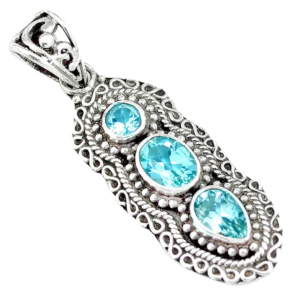 4.07cts natural blue topaz 925 sterling silver pendant jewelry m89309