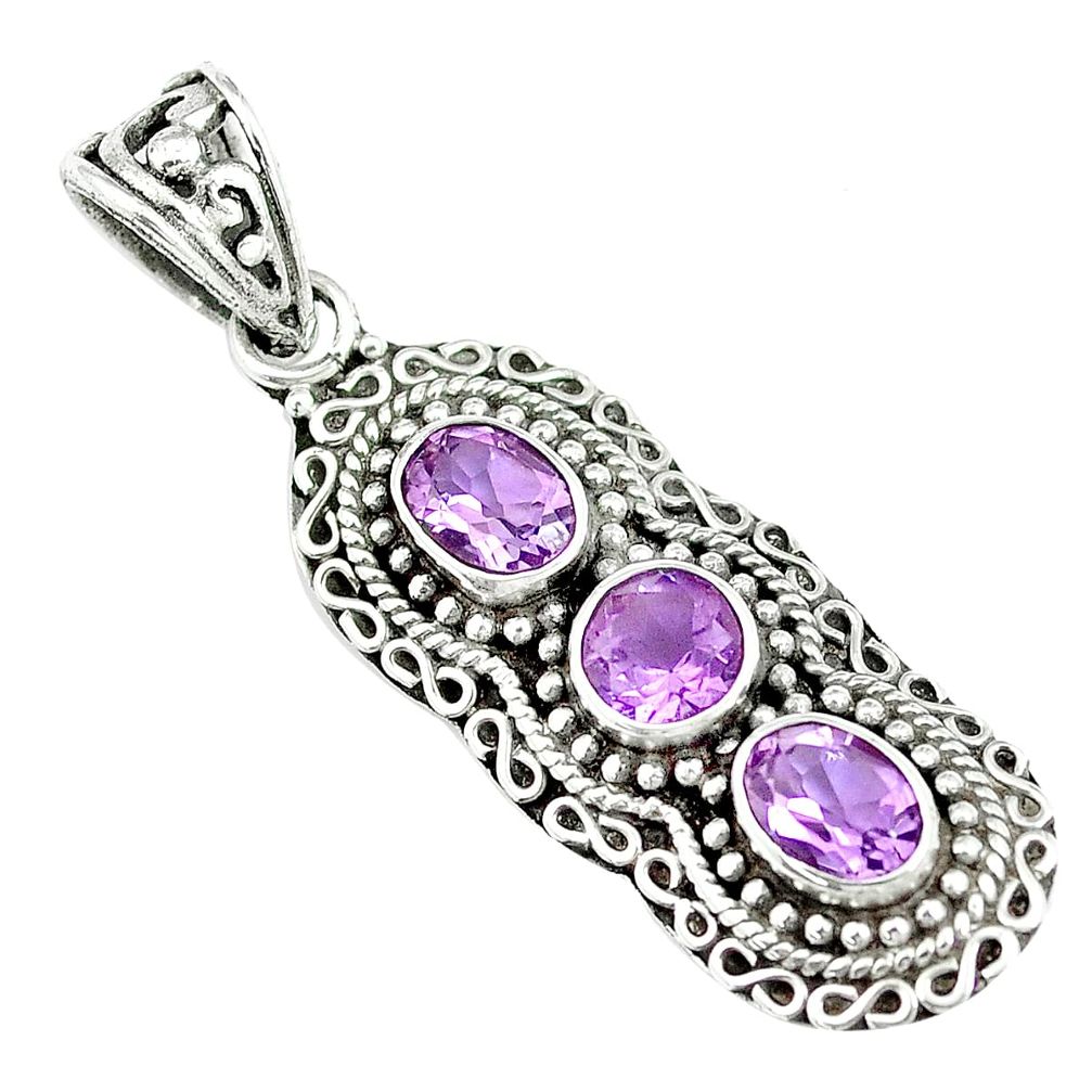 925 sterling silver 4.07cts natural purple amethyst pendant jewelry m89314