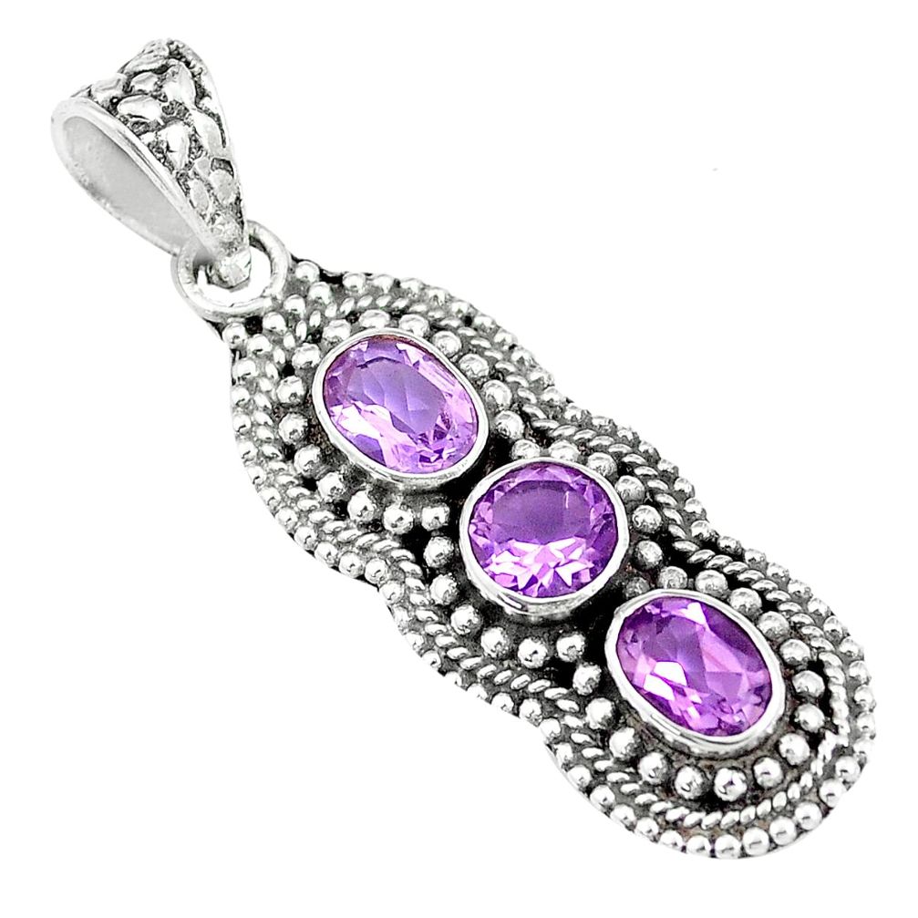 3.91cts natural purple amethyst 925 sterling silver pendant jewelry m89316