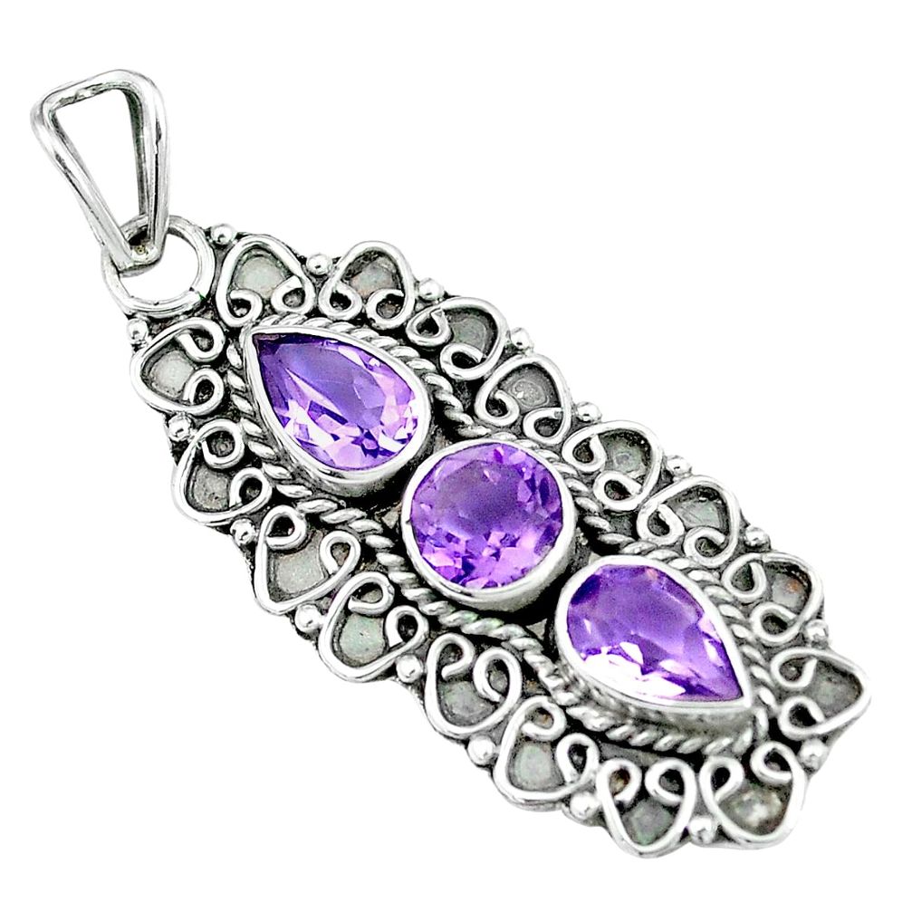 925 sterling silver 4.74cts natural purple amethyst pear pendant jewelry m89331