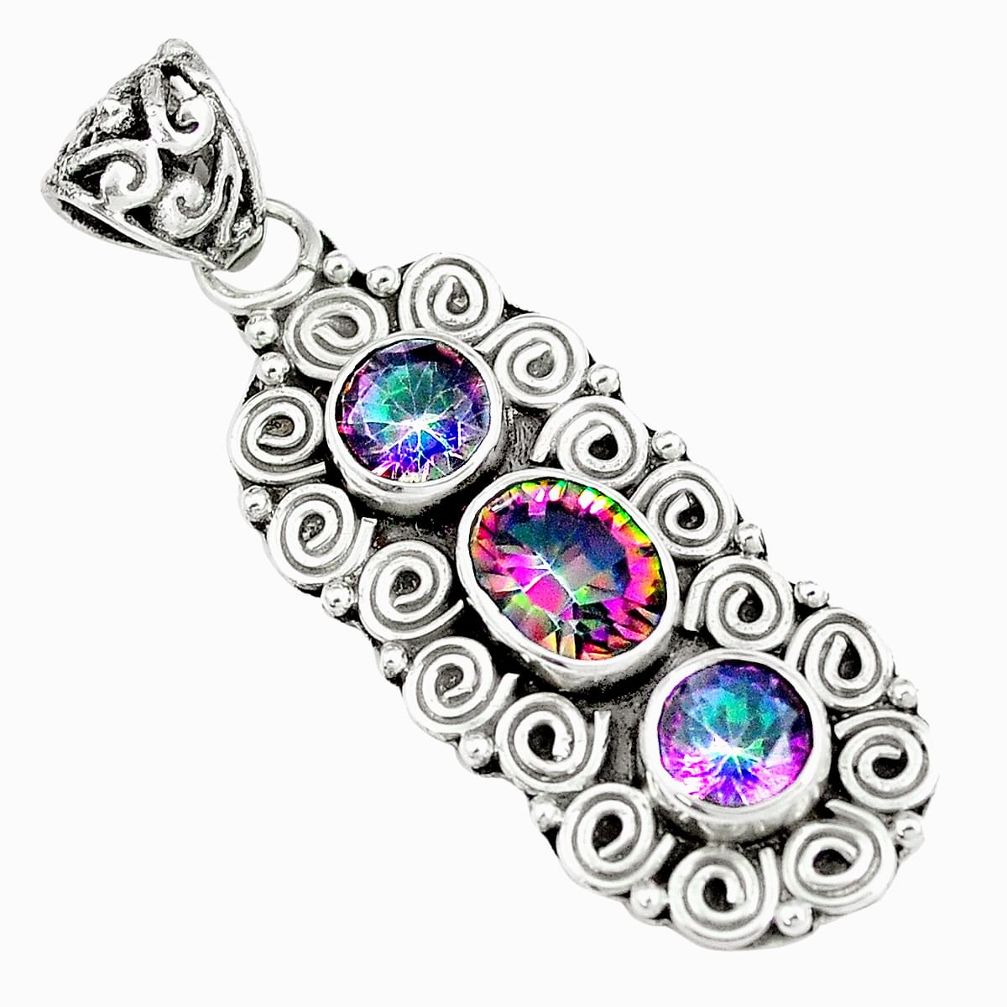 4.73cts multi color rainbow topaz 925 sterling silver pendant jewelry m89337