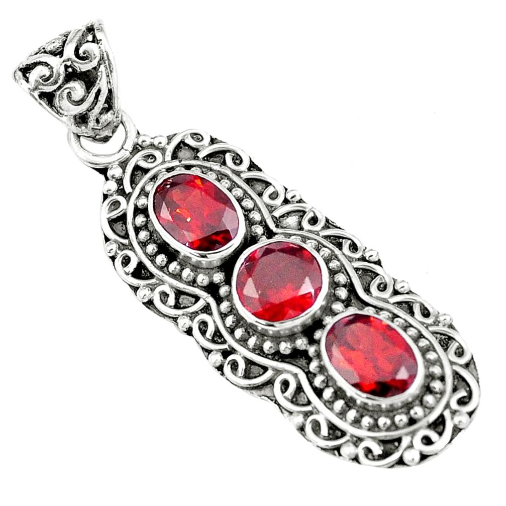 4.91cts natural red garnet oval 925 sterling silver pendant jewelry m89343
